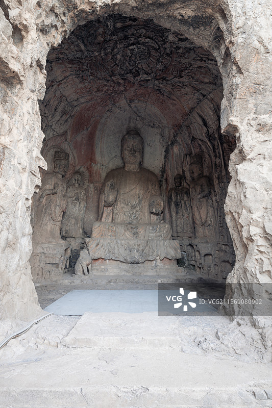 河南洛阳龙门石窟景区造像局部图片素材