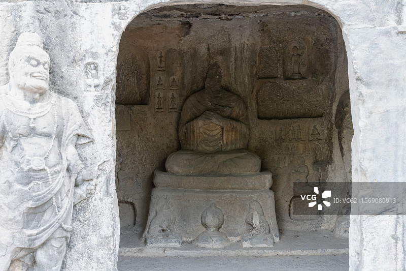 河南洛阳龙门石窟景区造像局部图片素材