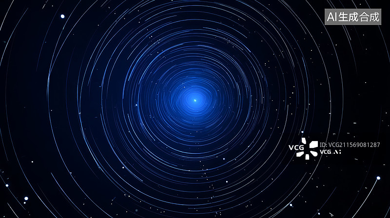 【AI数字艺术】星空中的同心圆轨迹图片素材