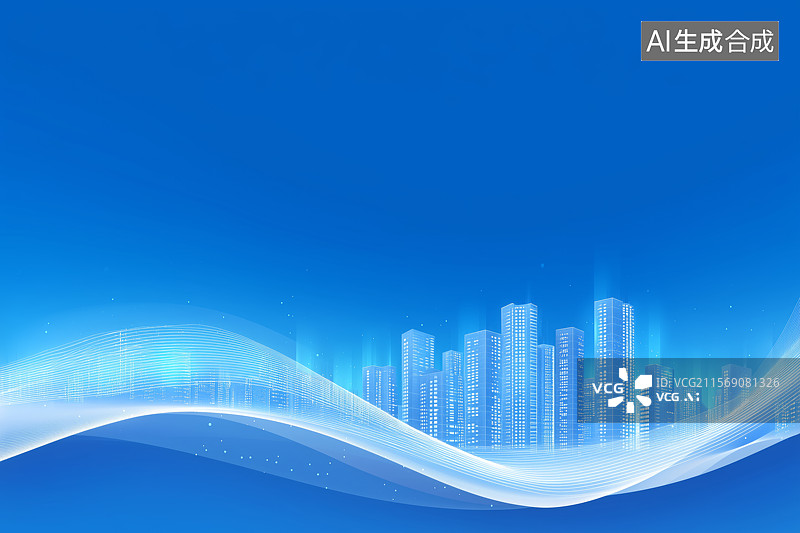 【AI数字艺术】城市天际线渐变背景图片素材