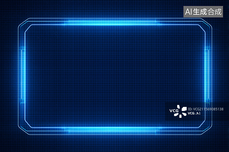 【AI数字艺术】蓝色发光游戏边框图片素材