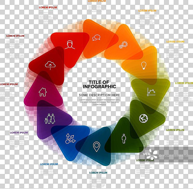 简单的信息图，包含十二种彩虹颜色图片素材