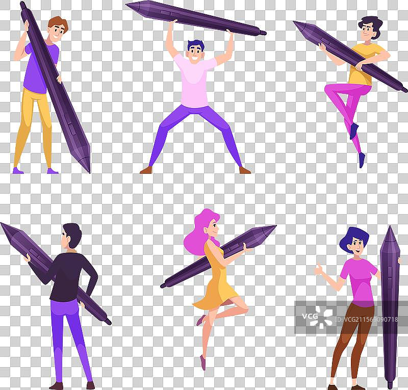 人们用手写笔绘画大幅作品图片素材