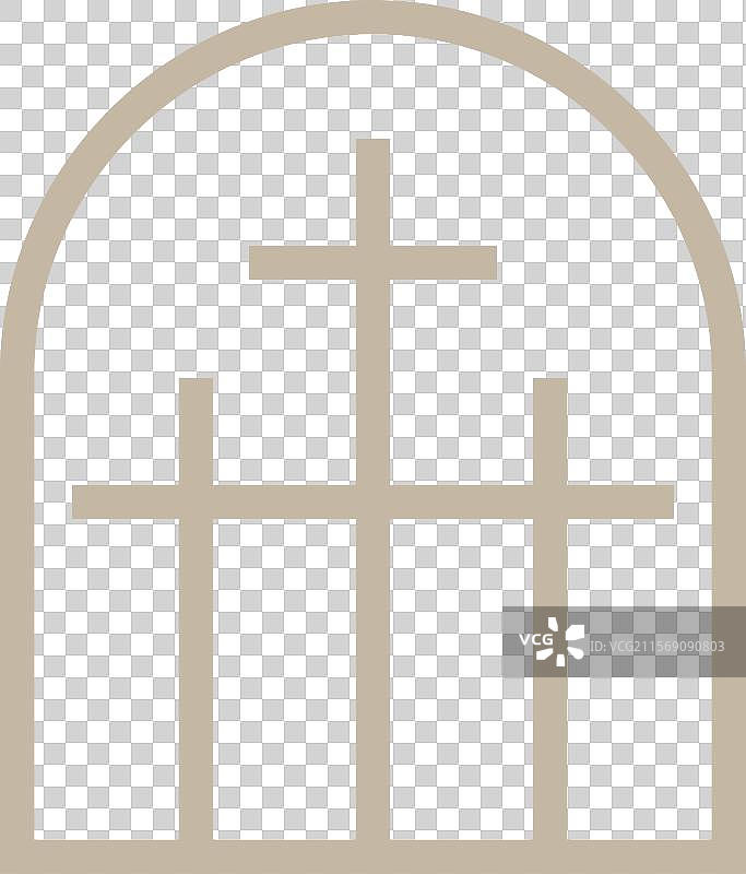 三个基督十字架小窗标志图标图片素材