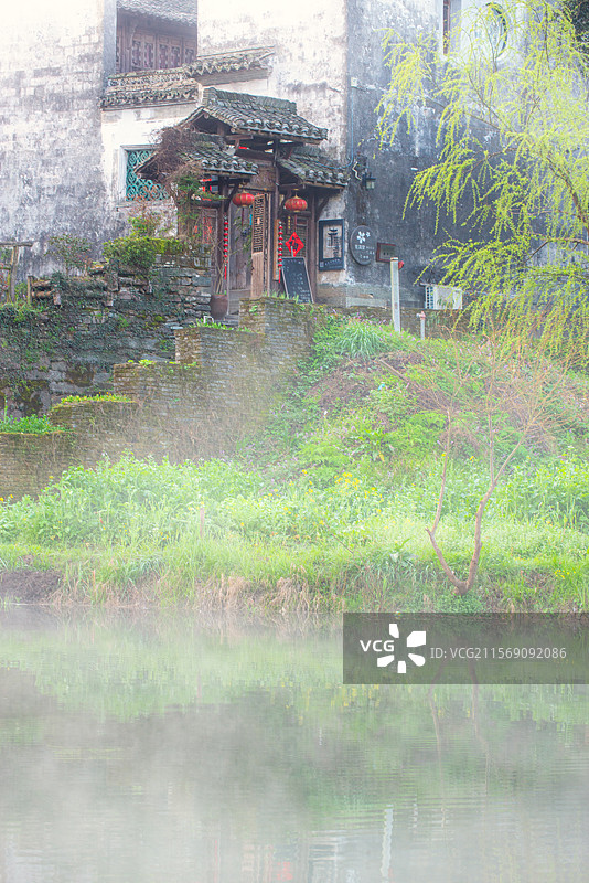 婺源乡村春天的清晨景色图片素材