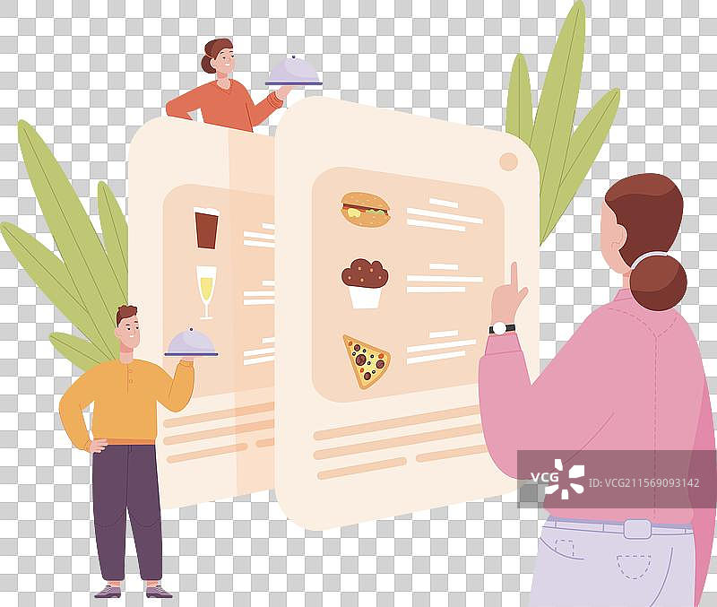 女性顾客在选择食物订单图片素材