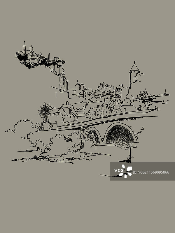 建筑速写图片素材