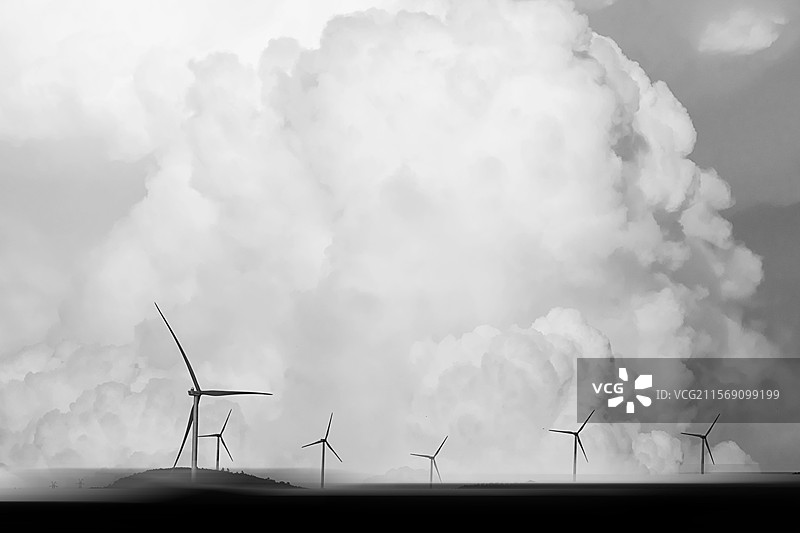 云南省泸西县东山电力风车图片素材