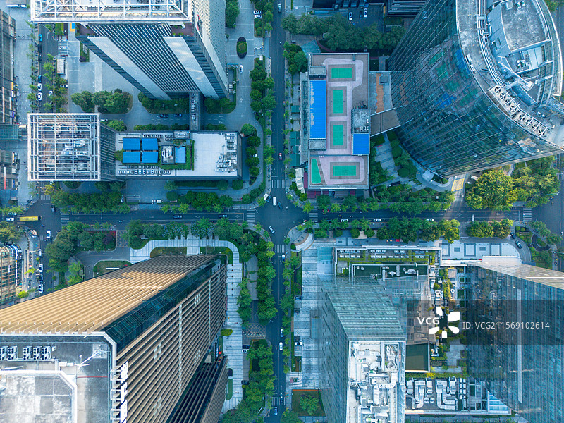 成都高新区天府软件园CBD欧洲中心天府大道城市天际线航拍图片素材