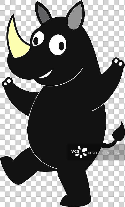 跳舞的黑犀牛图标图片素材