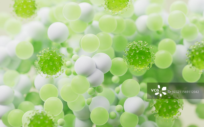 生物病毒与粒子背景三维渲染图片素材