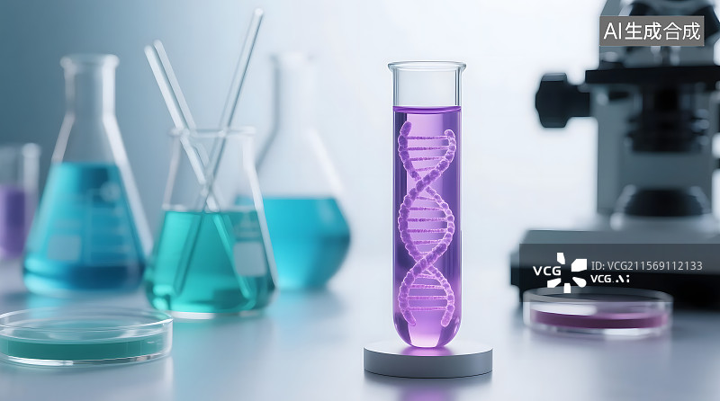 【AI数字艺术】试管里的DNA结构图片素材