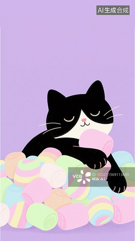 【AI数字艺术】猫坐在彩色背景上的特写镜头图片素材