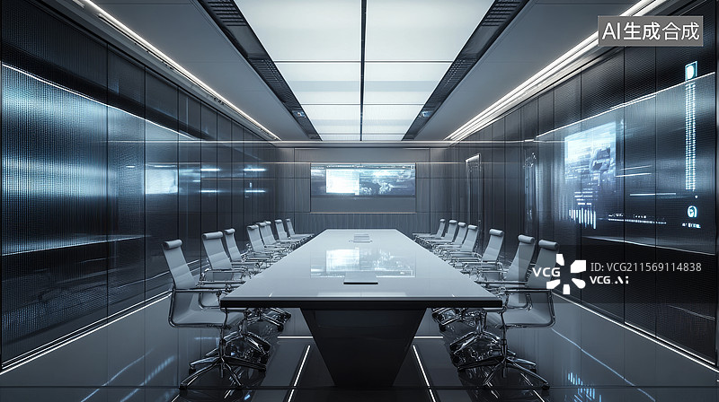 【AI数字艺术】未来科技感会议室图片素材