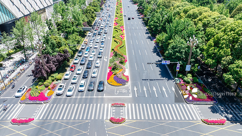 成都天府大道金融城道路交通图片素材