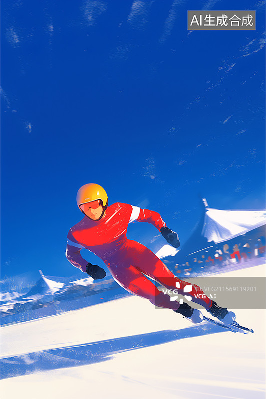 【AI数字艺术】一位女性在花样滑冰冰上运动插画图片素材