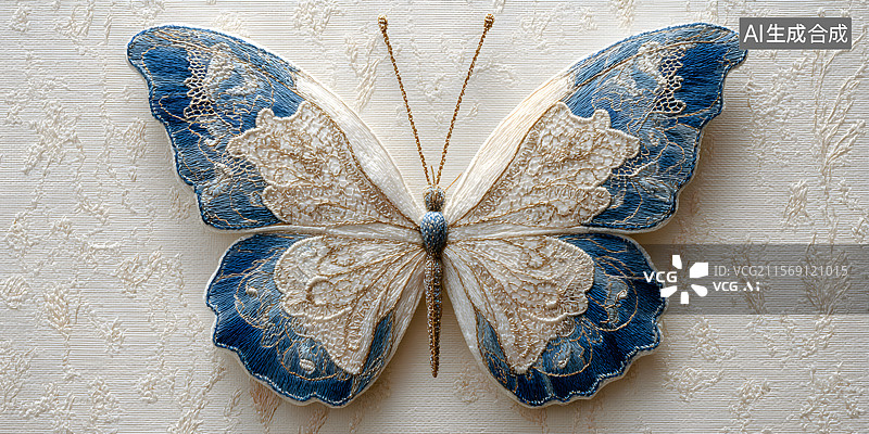 【AI数字艺术】蝴蝶 刺绣图片素材