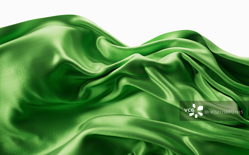 飘逸流动的绿色布料三维渲染图片素材