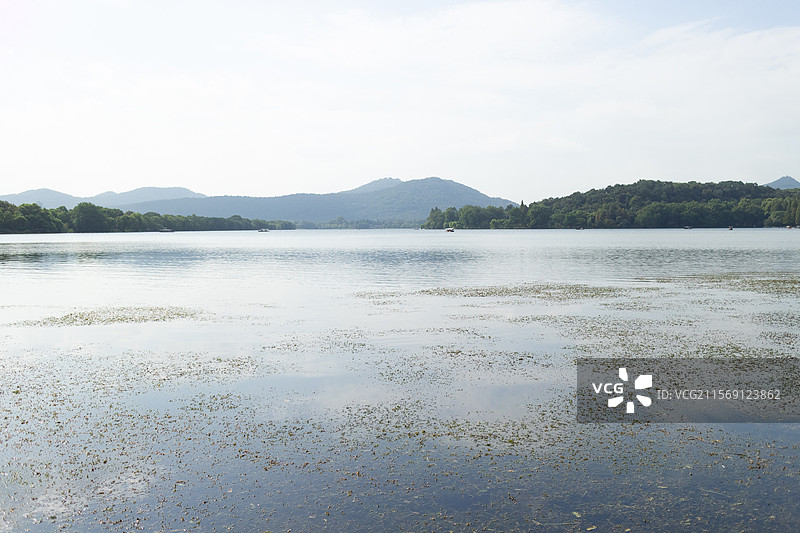 中国浙江省杭州西湖风景名胜区，苏堤春晓自然风光图片素材