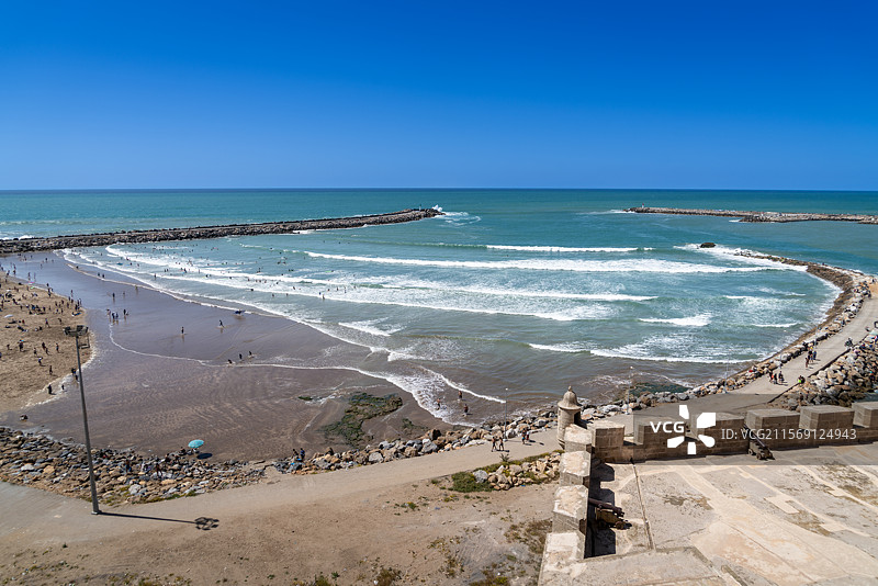 摩洛哥首都拉巴特，濒临大西洋的海滨城市，海角上的要塞遗址——乌达雅堡（乌达亚堡，乌达亚斯城堡）图片素材