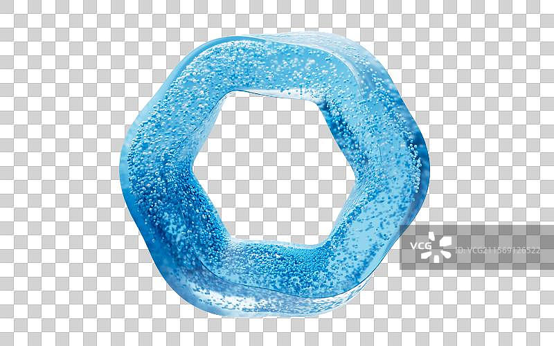 透明蓝色玻璃几何体与粒子三维渲染图片素材