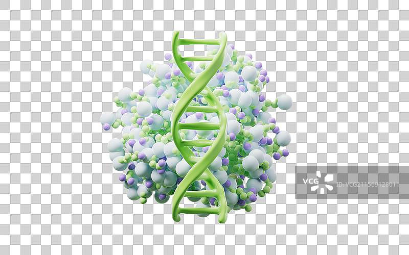 DNA基因与蛋白质三维渲染图片素材