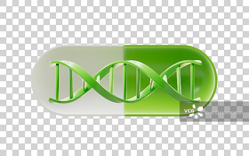 医药药物胶囊与DNA生物科技三维渲染图片素材