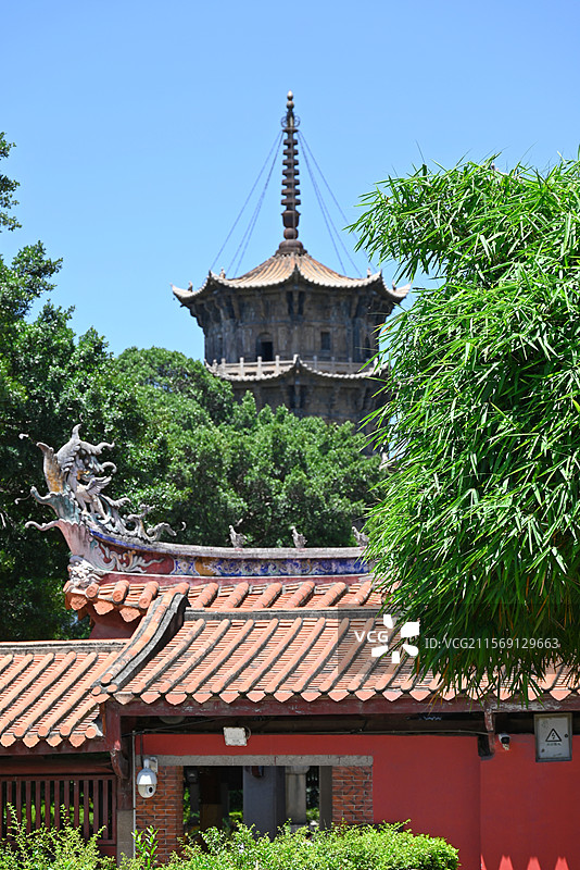 泉州天元寺东西塔与燕尾脊图片素材