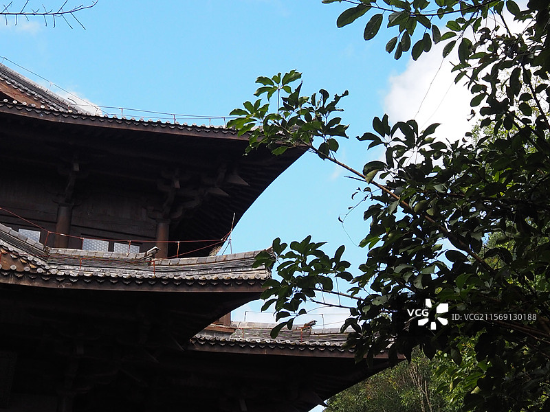 蓝天下的古建筑元驿宫建筑屋顶特写图片素材