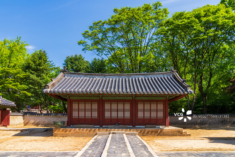 韩国首尔宗庙Jongmyo Shrine，祭祀李氏朝鲜王朝历代国王、王妃的祠堂，世界文化遗产，斋宫图片素材