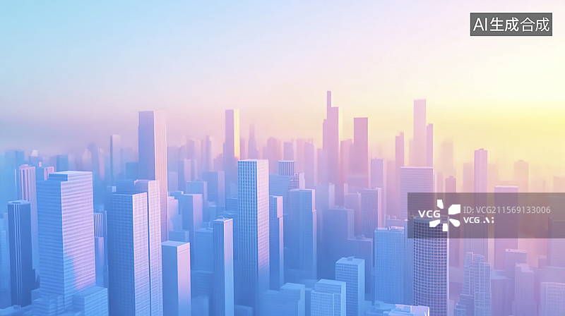 【AI数字艺术】梦幻都市黎明图片素材