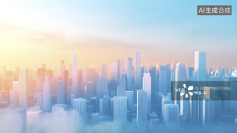 【AI数字艺术】梦幻都市黎明图片素材