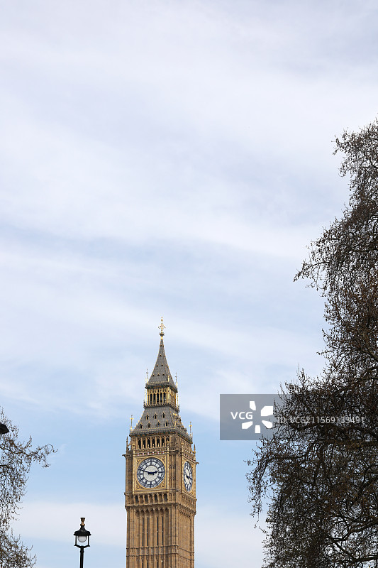 英国伦敦泰晤士河畔，辉煌的大本钟和议会大厦是伦敦标志性地标图片素材
