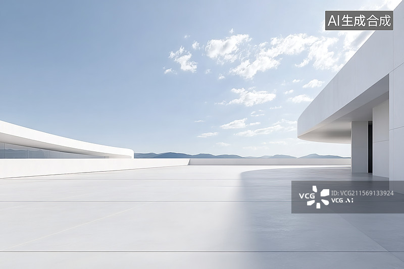 【AI数字艺术】现代建筑屋顶露台景观图片素材
