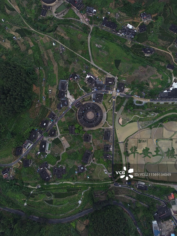 航拍华安大地土楼群-二宜楼图片素材