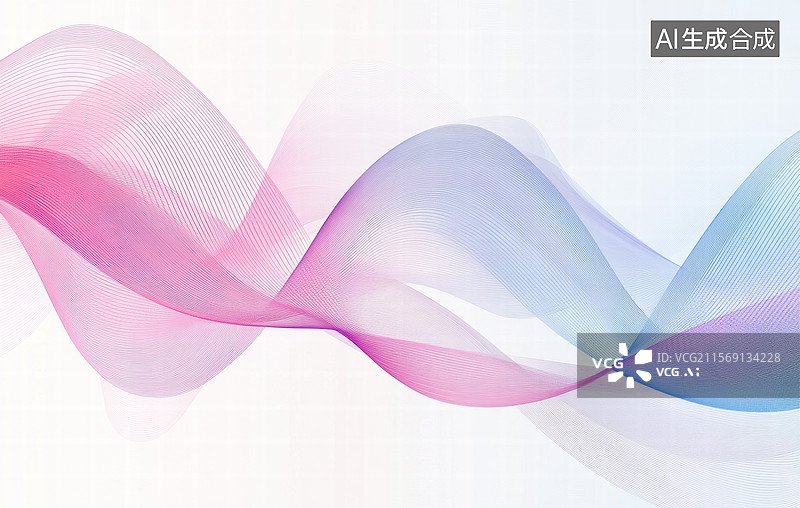 【AI数字艺术】一种充满现代感和艺术性的抽象设计。画面中，粉色和蓝色的波浪线条层层叠叠，形成了丰富的层次感和流动感。图片素材