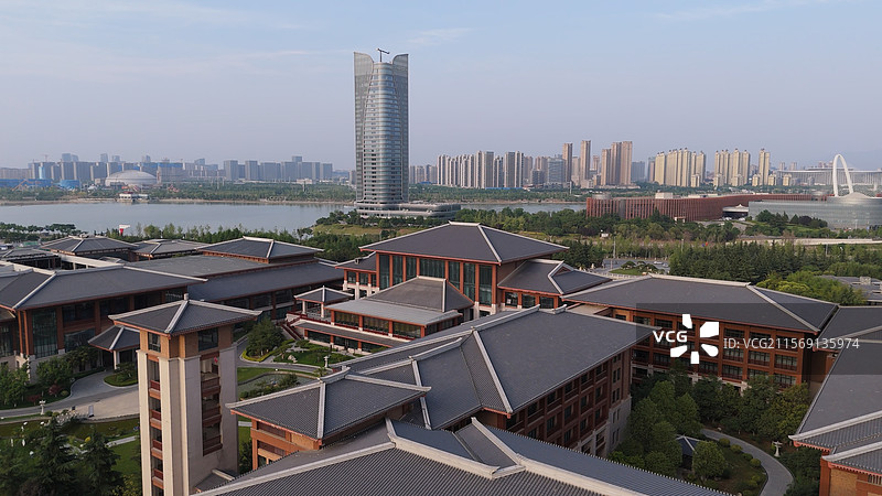 西安浐灞 西安华海酒店 航拍图片素材