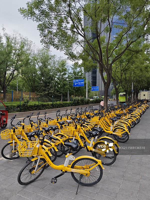 北京街边的共享单车图片素材