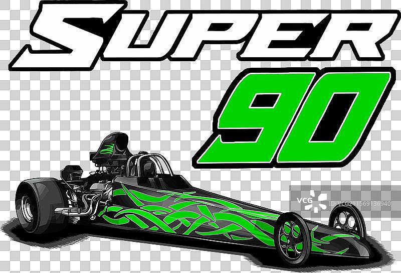 绿色的赛车，带有黑色条纹图片素材