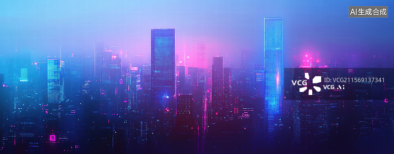 【AI数字艺术】未来都市夜景图片素材
