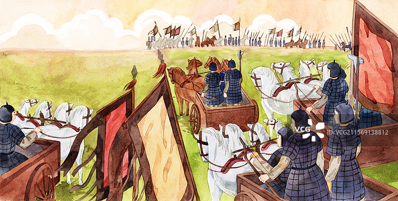 管仲和鲍叔牙插画图片素材