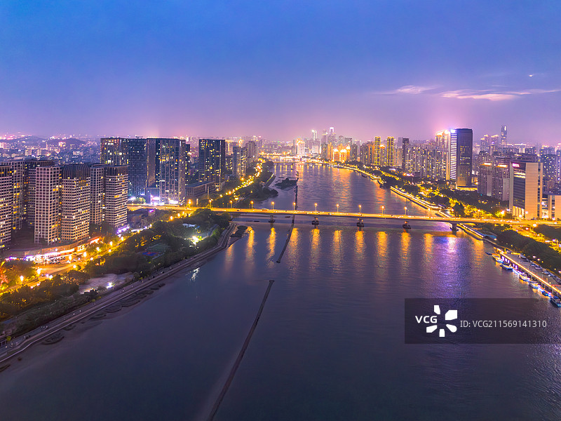 福州台江夜景航拍高楼图片素材