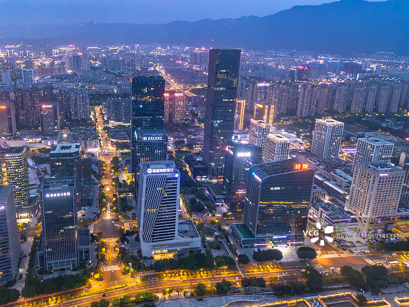 福州台江夜景航拍高楼图片素材