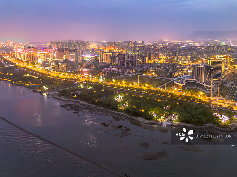 福州台江夜景航拍高楼图片素材