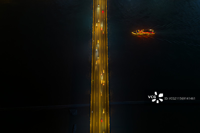 福州台江夜景航拍高楼图片素材