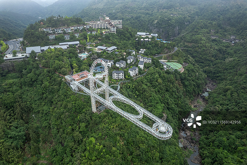 福建省福州市永泰县青云山御温泉景区的云眼悬廊图片素材