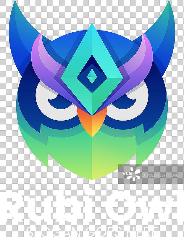 彩色渐变风格的猫头鹰标志图片素材