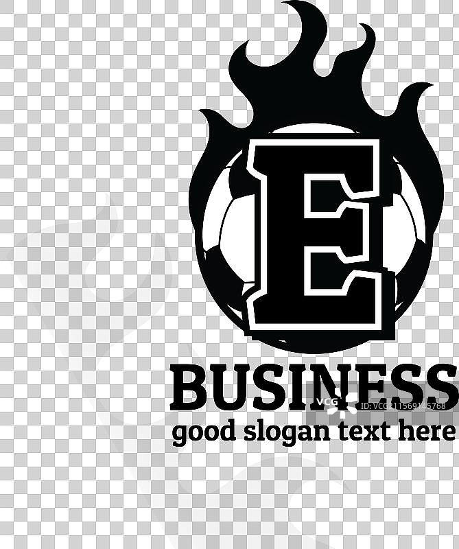 带有火焰背景剪影的足球标志设计图片素材