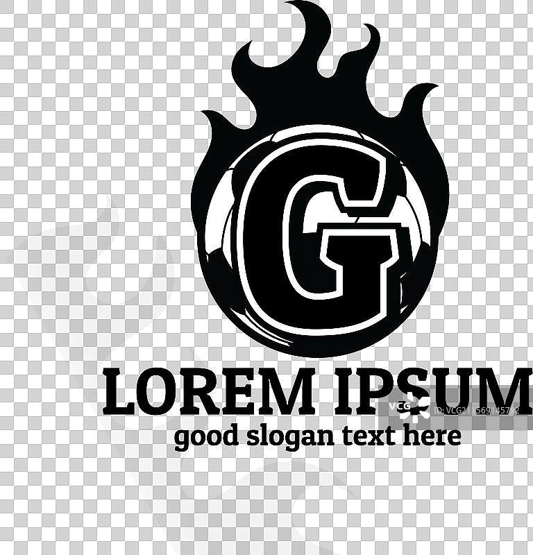 足球标志设计，背景为火焰剪影图片素材