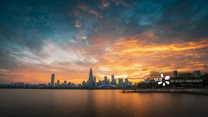 深圳湾公园日落图片素材